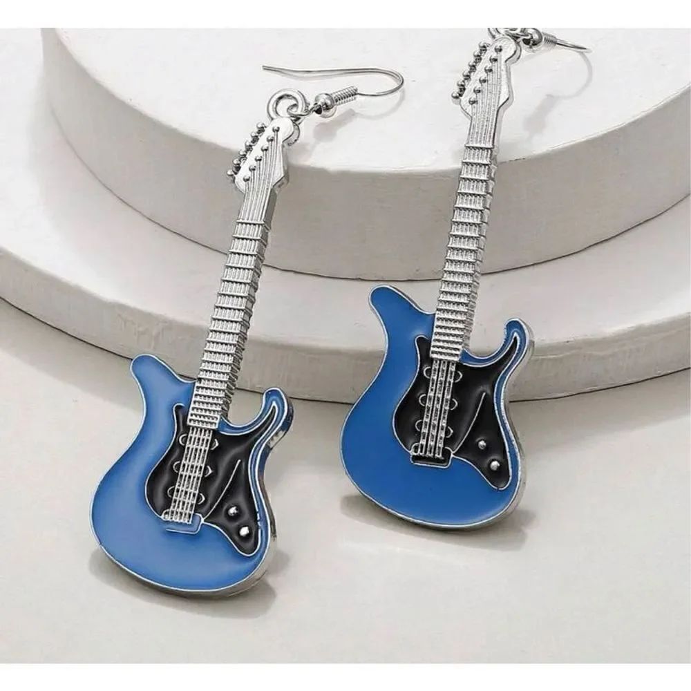 Zinc Alloy Guitar Design Drop Earrings